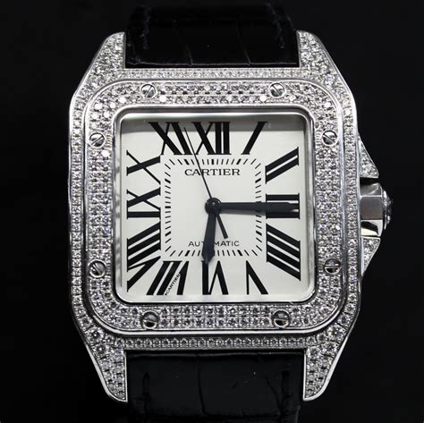 cartier santos 100 diamond replica|cartier santos 100 price list.